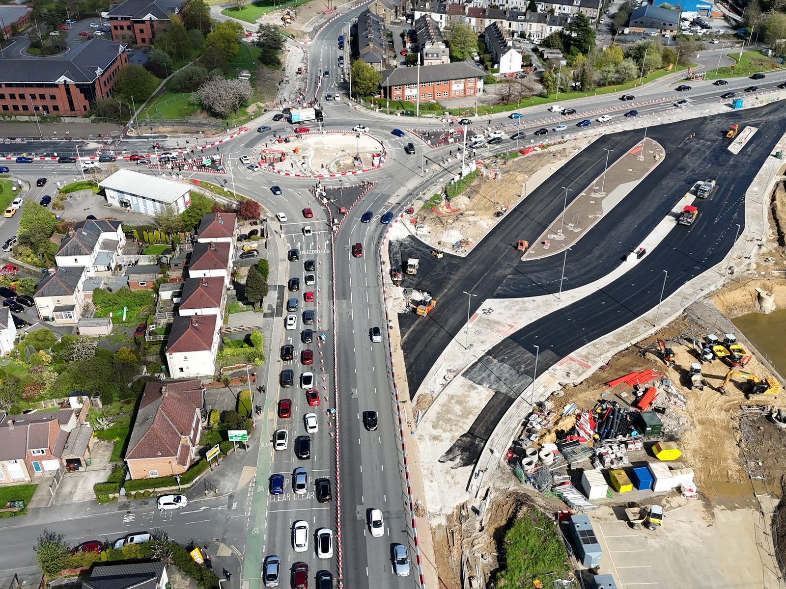 Aerial drone view of a highway roundabout improvement scheme delivered by Sub-Core